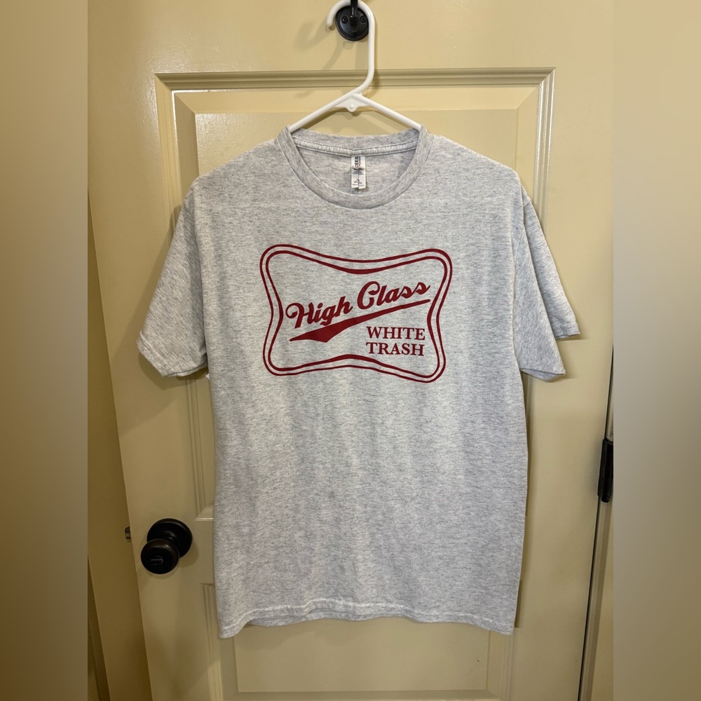 Jerzees Gray T-Shirt with Red Print
